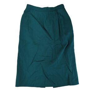 Vintage Pencil Straight Skirt 100% Wool Emerald Green Women's Size‎ 6 Midi